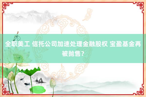 全职美工 信托公司加速处理金融股权 宝盈基金再被抛售？